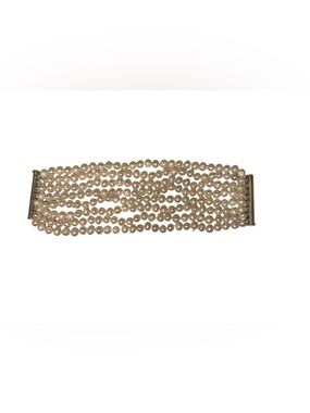 8 strand hand-knotted white Freshwater Pearl Bracelet silver-tone closure